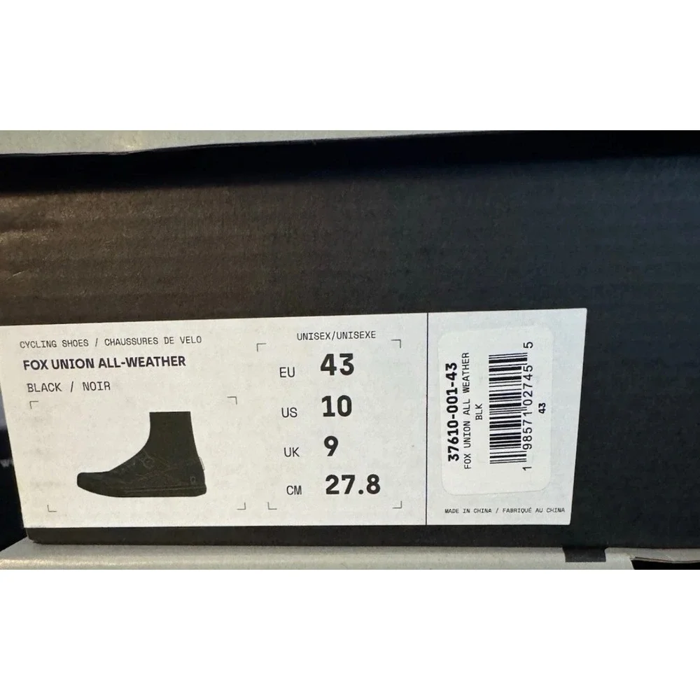 Fox Racing Union All-Weather MTB Cycling Shoes Black BOA 37610-001 Size 10 Mens